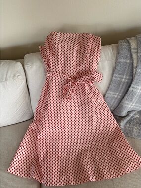 Nell Couture Red Hex Dot Sleeveless Dress on Cream